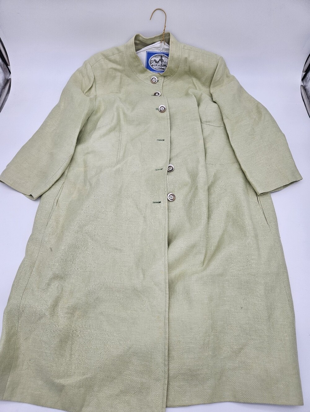 Harve Benard  VTG Lime Green Linen Blend Long Jacket & Skirt  18W Made in Russia